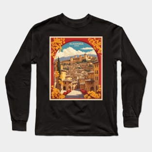 Alhambra de Pamplona Starry Night Spain Travel Tourism Retro Vintage Long Sleeve T-Shirt